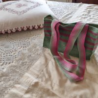 Handwoven Bag - Turquoise and Pink - Image 2