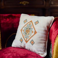 Handwoven Cushion with Embroidery - Image 2