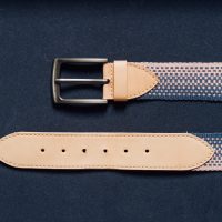 Handwoven Belt - Rose and Dark Blue - Image 2