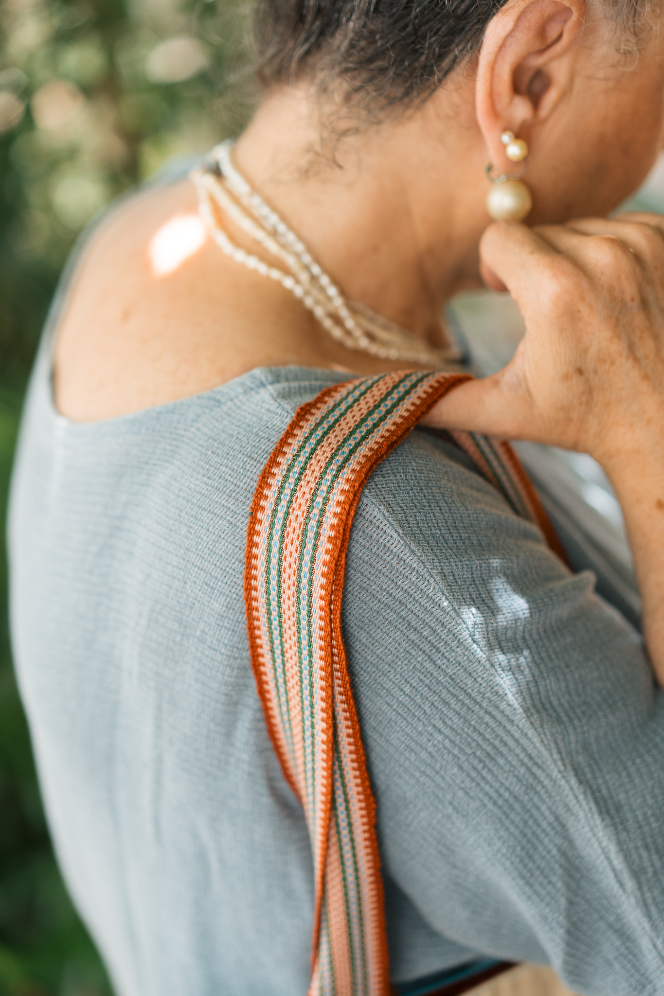 Shoulder Bag with Vintage Embroidery in Light Blue - Image 3